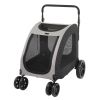 Dog Stroller for Medium to Large Dogs, Foldable Dog Wagon with 4 Wheels, Adjustable Handle, Bid Dog Jogger Stroller, Grey