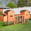 Outdoor Wooden Chicken Coop;  124' Large Hen Cage Rabbit House;  Bunny Hutch with Ventilation Door;  Removable Ramp Garden Backyard Pet House Chicken