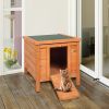 20" Wooden Waterproof Rabbit Hutch Pet Bunny Small Animal House Habitat Natural Wood Color