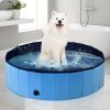 63 Inch Foldable Leakproof Dog Pet Pool Bathing Tub Kiddie Pool for Dogs Cats and Kids