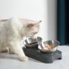 Pet Feeder Stainless Steel Double Bowls 15 Degree Adjustable Pet Cat Feeding Bowl