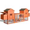 Outdoor Wooden Chicken Coop;  124' Large Hen Cage Rabbit House;  Bunny Hutch with Ventilation Door;  Removable Ramp Garden Backyard Pet House Chicken