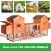 Outdoor Wooden Chicken Coop;  124' Large Hen Cage Rabbit House;  Bunny Hutch with Ventilation Door;  Removable Ramp Garden Backyard Pet House Chicken