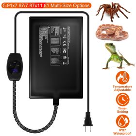 Electric Reptile Heating Pad With Temperature Adjustment IPX7 Waterproof Timer Setting Under Tank Heating Mat for Lizards Turtles Snake Spider Small A (Type: US_23W)